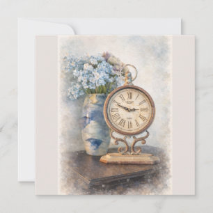 Carte plate vintage à motif d'horloge florale – Co