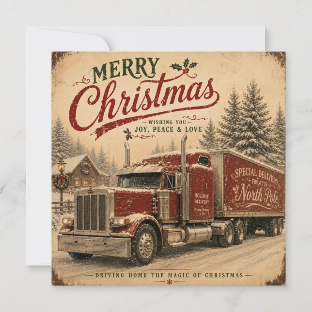 carte plate vintage camion de noël (Devant)