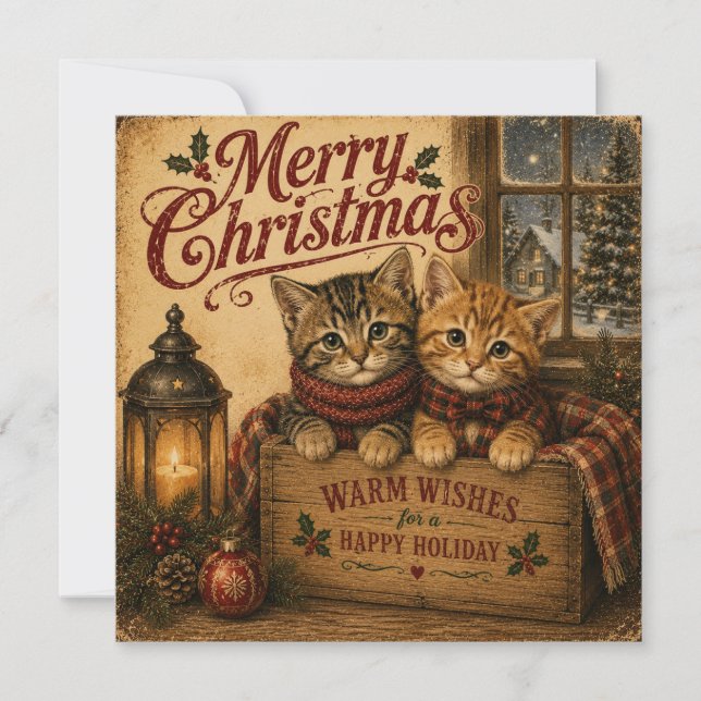 carte plate vintage chats de noël (Devant)
