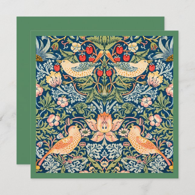 CARTE PLATE : WILLIAM MORRIS : STRAWBERRY THEVES I (Devant / Derrière)