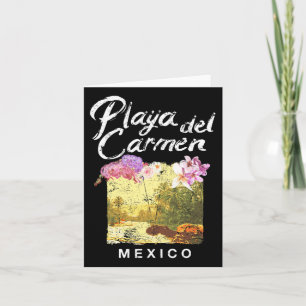 Carte Playa Del Carmen Mexique Floral Vintage T Shirt