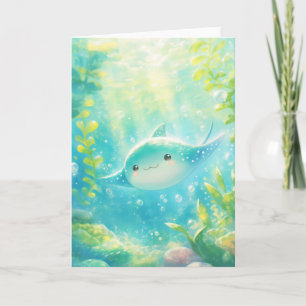 Carte Playful Manta Ray nager dans les eaux coralliennes