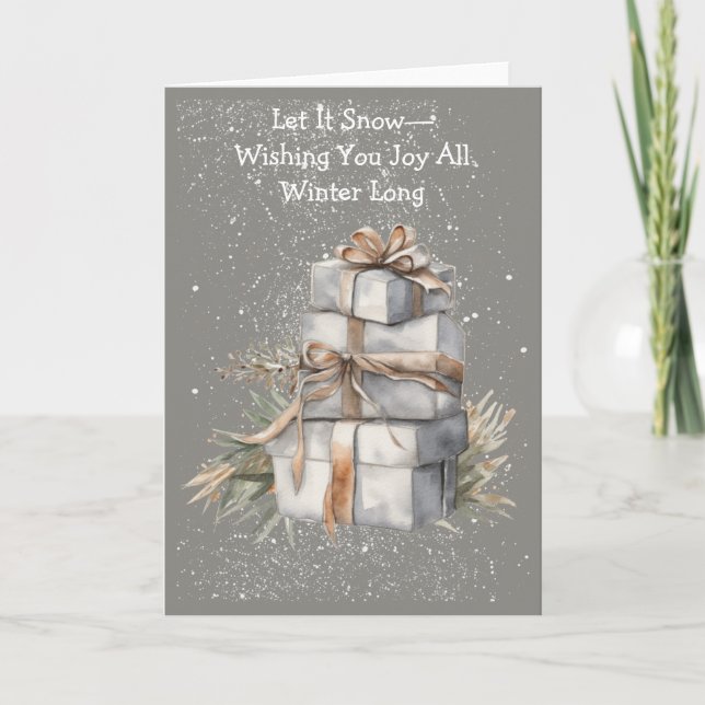 Carte Playful Snowy Gifts Winter Card (Devant)