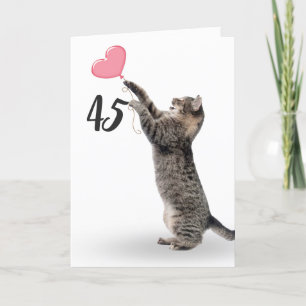 Carte playful tabby cat for 45th birthday card