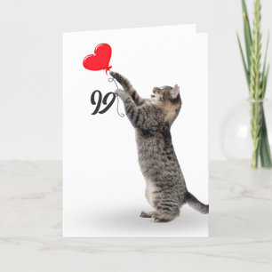 Carte playful tabby cat for 99th birthday card
