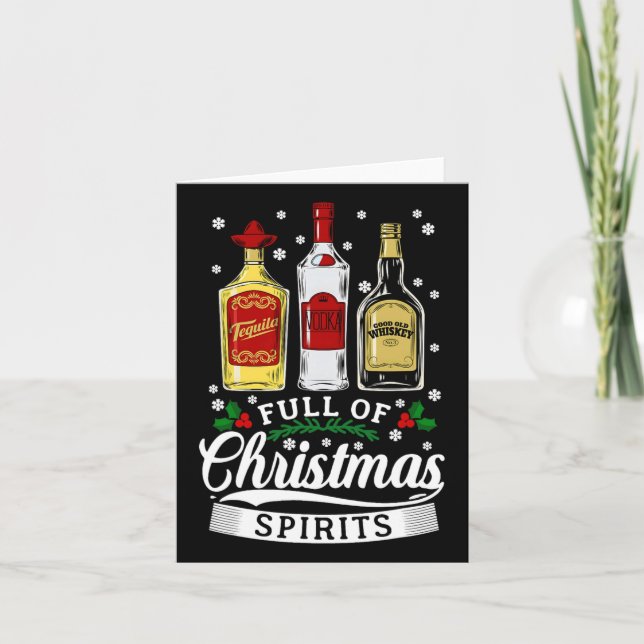 Carte Plein d'esprits de Noël Vodka Tequila Whiskey Xm (Devant)