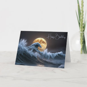 Carte Pleine lune Anniversaire Dans La Vague Océanique