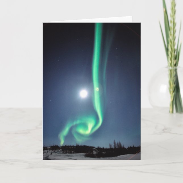 Carte Pleine lune Avec Aurora | Yellowknife Canada (Devant)