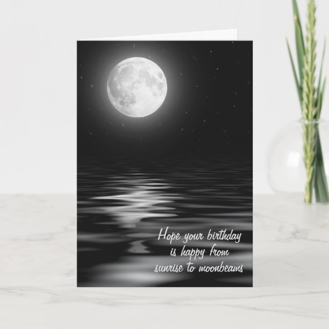 Carte Pleine lune d'anniversaire sur l'eau (Devant)