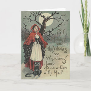 Carte Pleine lune de chat noir sorcier