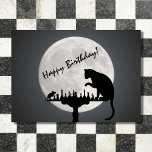Carte Pleine lune d'échecs Chat et jeu de souris heureux<br><div class="desc">Cette carte de voeux Happy Birthday,  sur le thème des échecs,  propose un jeu de chats et de souris en silhouette à la lumière de la pleine lune.</div>