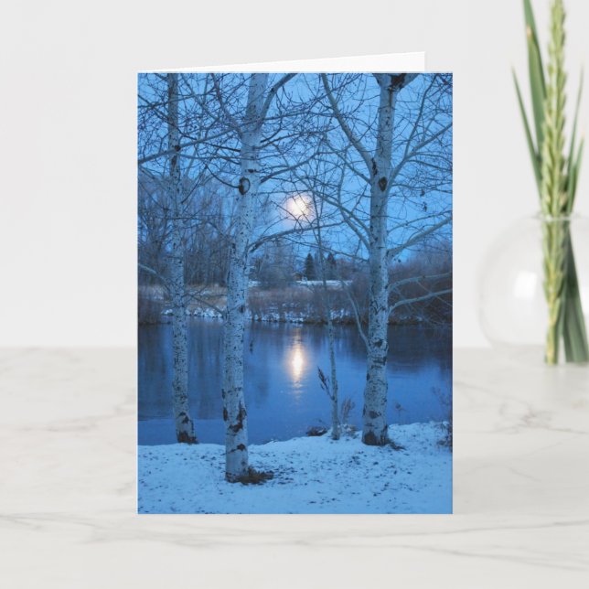 Carte Pleine lune d'hiver sur l'étang (Devant)