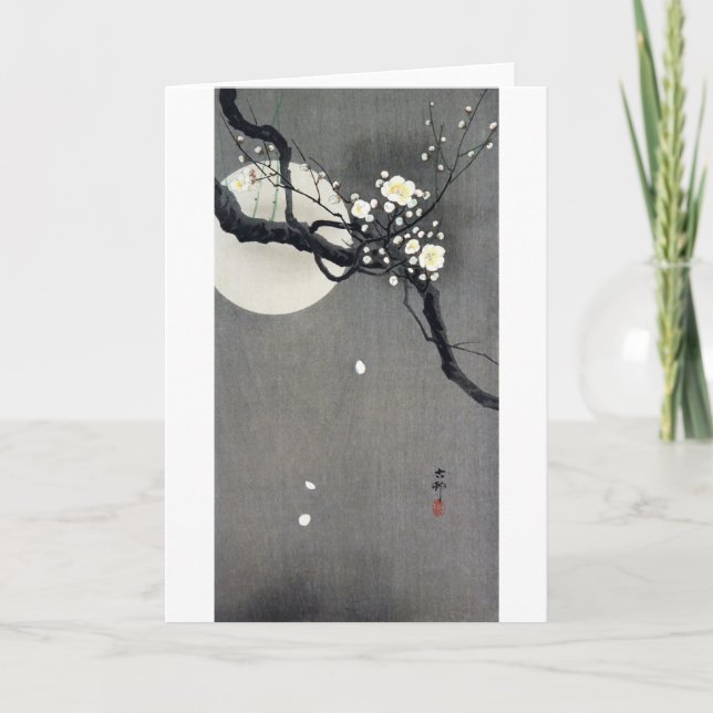 Carte Pleine lune et fleurs de prune blanche, Ohara Koso (Devant)