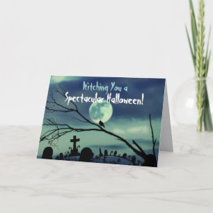 Carte Pleine lune Graveyard Happy Halloween Card