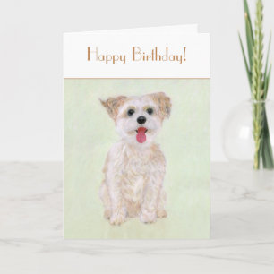 Carte pliable d'anniversaire pour chien Morkie