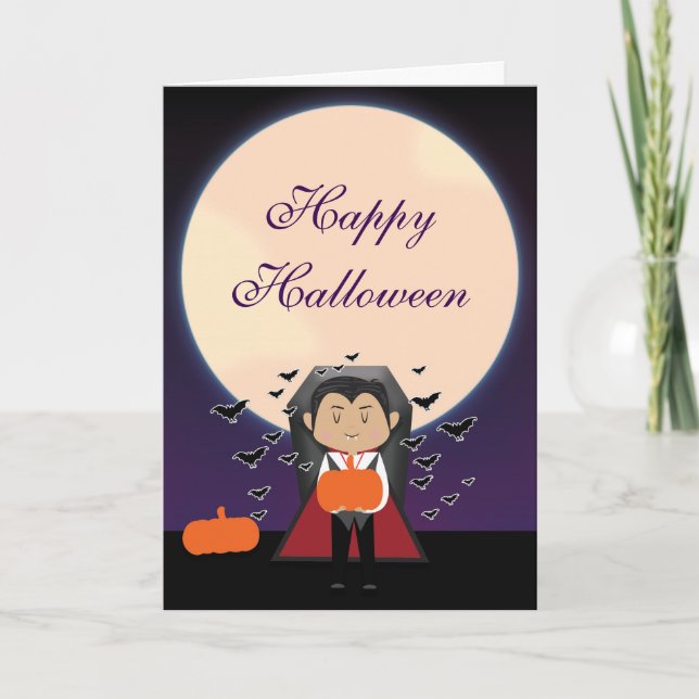 Carte pliable Halloween Little Dracula Vampire pou (Devant)