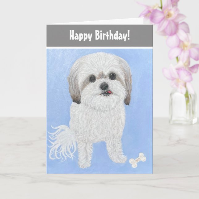 Carte Pliante pour l'Anniversaire d'un Chien Malsh (Orchidée)