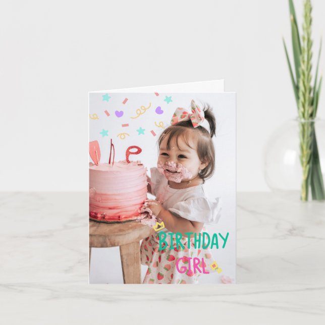 Carte pliée adorable Premier anniversaire (Devant)