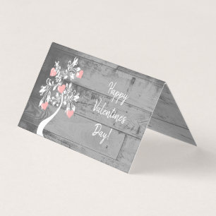 Carte pliée Arbre de Coeurs de Saint Valentin rose