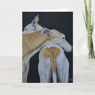 Carte pliée avec l'art du câlin de Greyhound