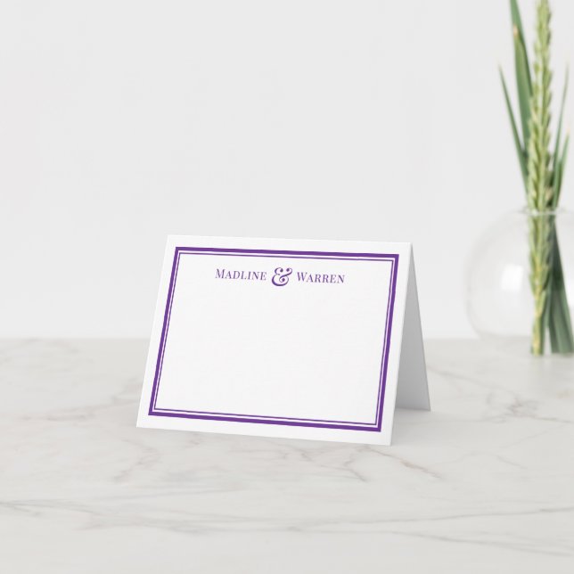 Carte pliée avec noms de couple et double bordure  (Devant)