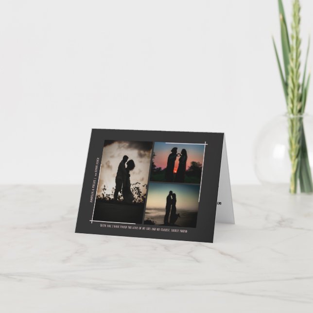 Carte pliée avec photos de couples adorables perso (Devant)