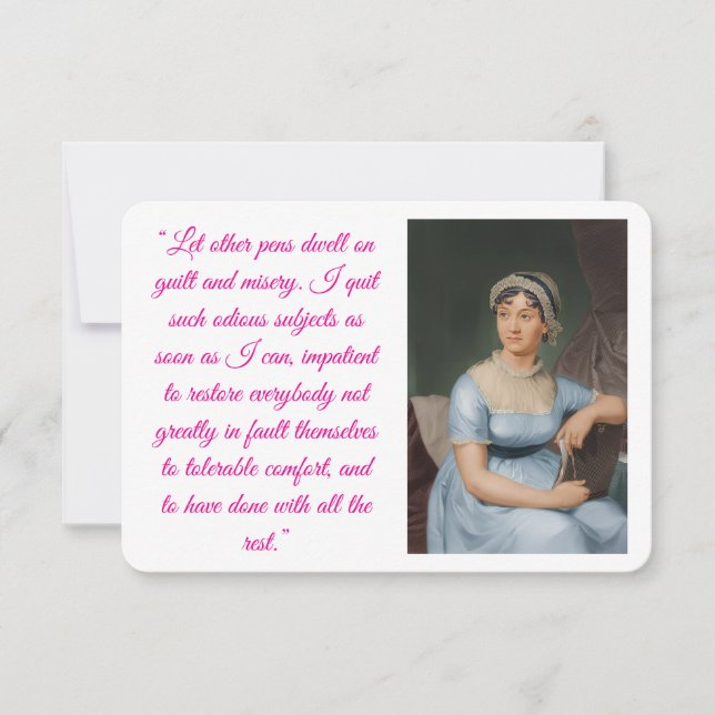 Carte pliée avec portrait et citation de Jane Aust (Devant)