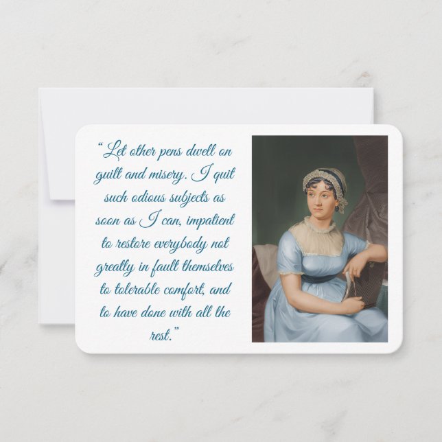 Carte pliée avec portrait et citation de Jane Aust (Devant)