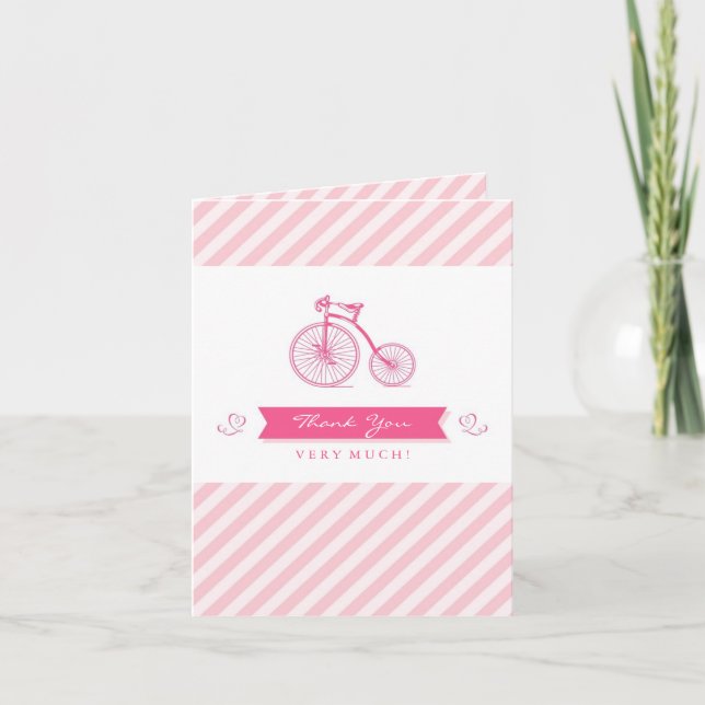 Carte pliée Baby shower fille Merci rose (Devant)