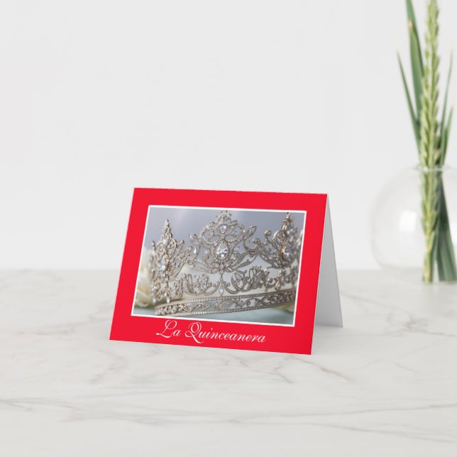 Carte pliée blanche Quinceanera (Devant)
