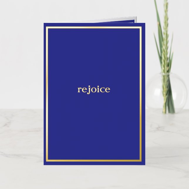 Carte pliée bleue personnalisée Real Gold Foil (Recto)