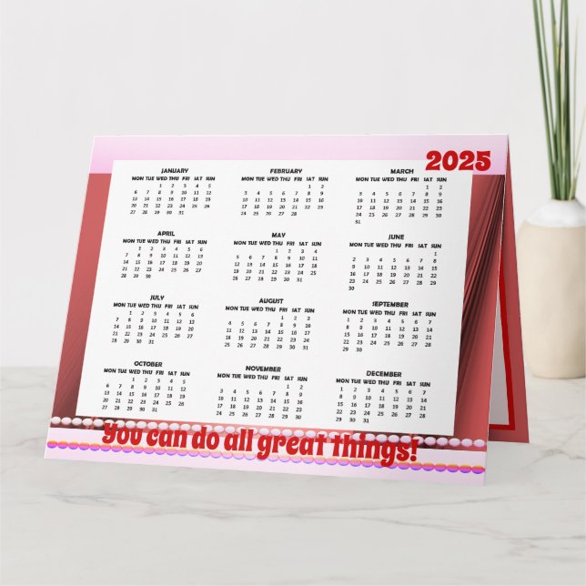 Carte pliée Calendrier simple et mignon 2025 (Devant)