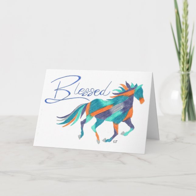 Carte pliée Cheval Béni Par Sherry Jarvis (Devant)