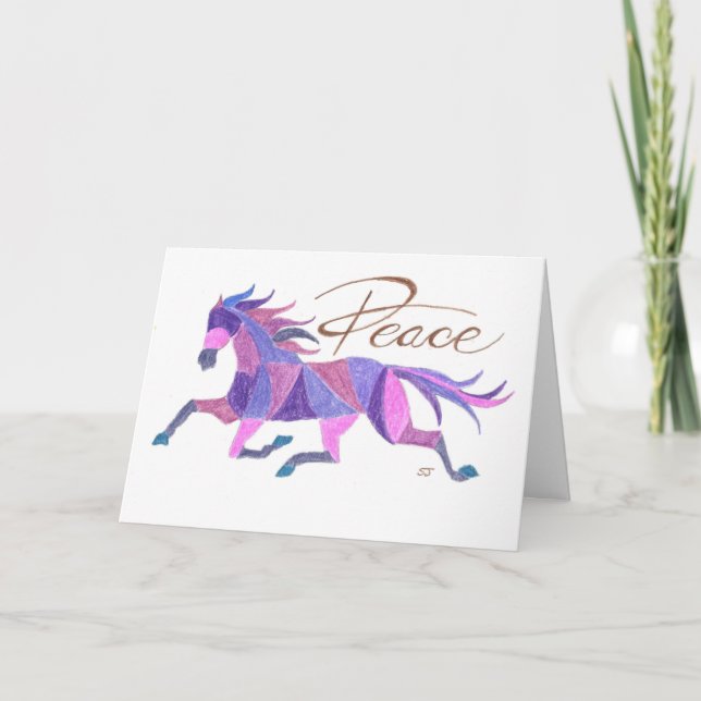 Carte pliée Cheval de Paix Violet par Sherry Jarvi (Devant)