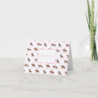 Carte pliée Cheval Equestre Rose Merci
