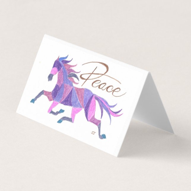 Carte pliée Cheval Violet Paix par Sherry Jarvis (Front)