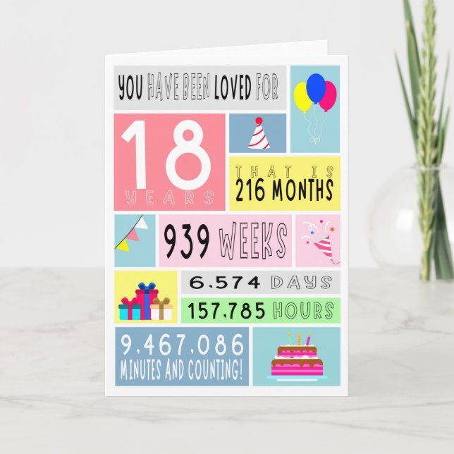 Carte pliée colorée 18e anniversaire (Devant)