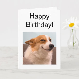 Carte pliée Corgi mème souriant