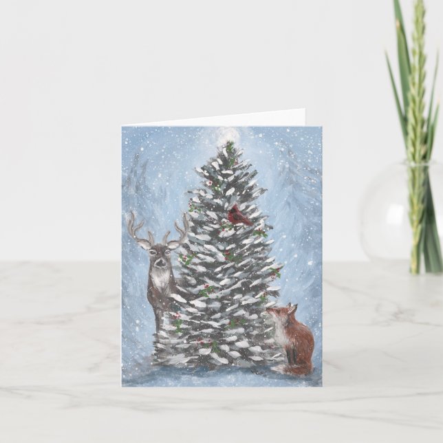 Carte pliée de la forêt hivernale (Devant)