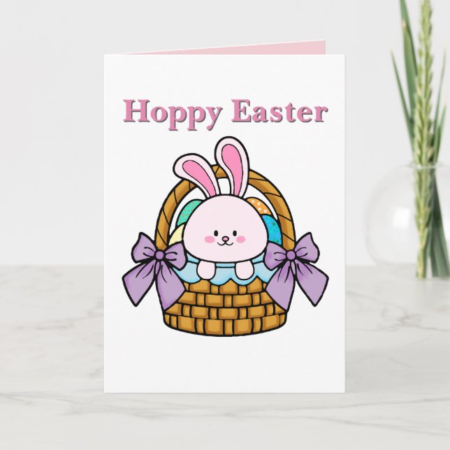 Carte pliée de lapin le plus croustillant de Pâque (Devant)