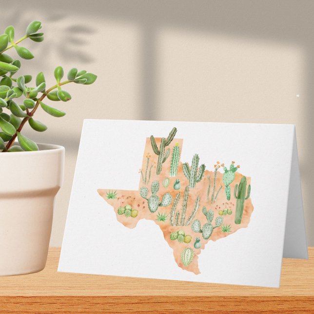 Carte pliée de l'illustration aquarelle du cactus  (In situ)