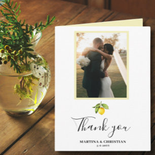 Carte pliée de Mariage photo citron