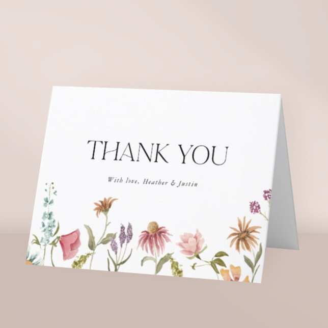 Carte pliée de Merci de Mariage Fleur sauvage flor (Créateur téléchargé)