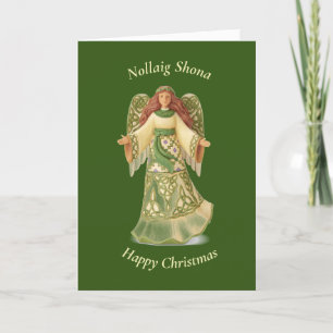 Carte pliée de Noël d'Ange Celtique Irlandais