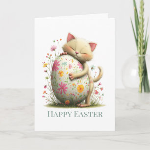 Carte pliée de Pâques avec chaton mignon personnal