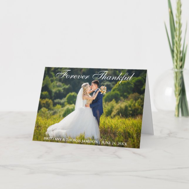 Carte pliée de remerciement de mariage photo Toujo (Devant)