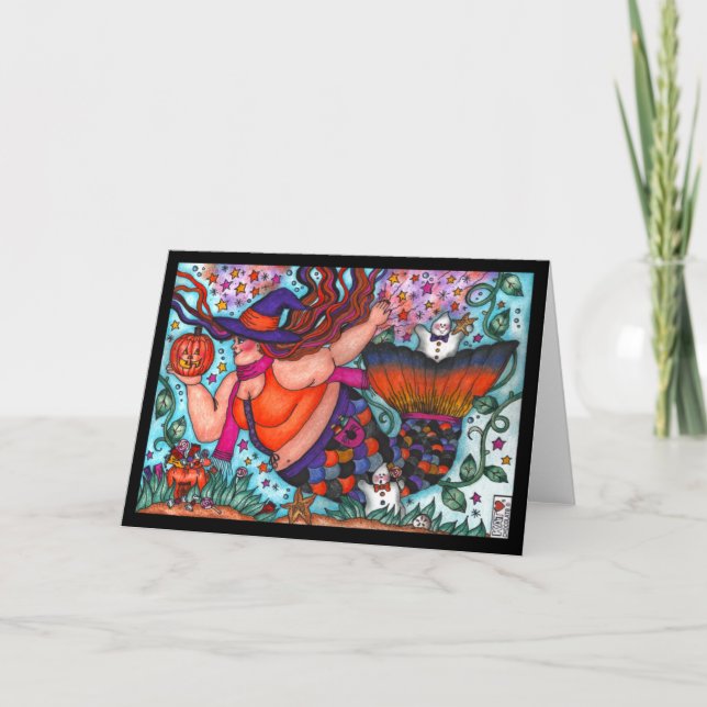 Carte pliée de sirène d'Halloween magique (Devant)