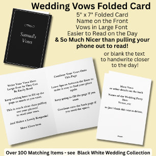 Carte pliée de vœux de mariage Noir Blanc