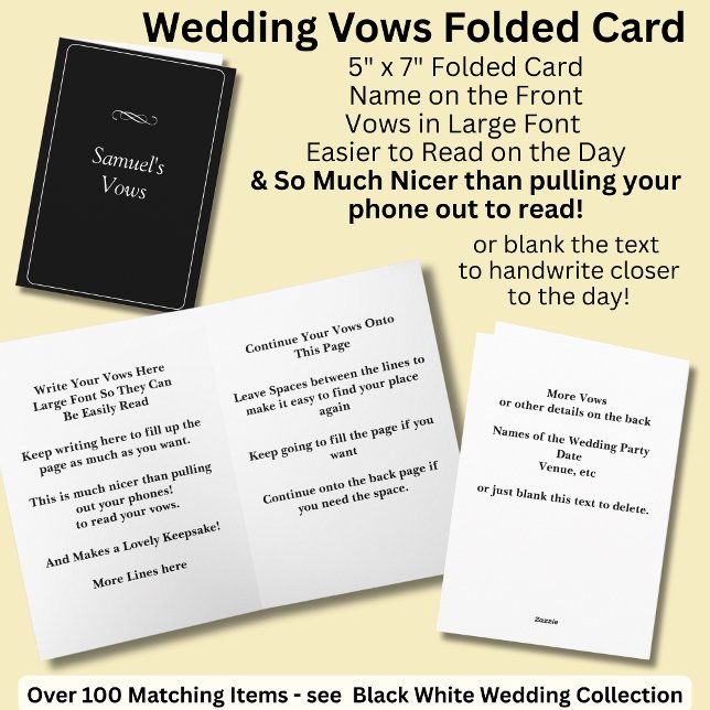 Carte pliée de vœux de mariage Noir Blanc (Créateur téléchargé)