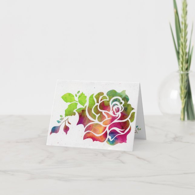 Carte pliée découpée rose 4x5,6 po (Devant)